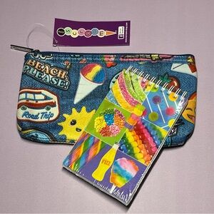 NWT iscream Bundle Pencil Case Memo Pad Embroidered Patches Sugar Candy Themed
